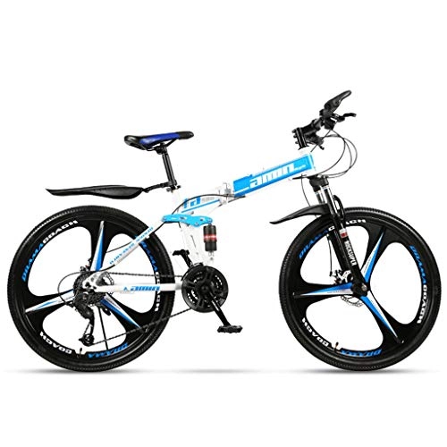 Mountain Bike pieghevoles : ZHANGYN Variabile Folding Bike-26 Pollici Speed ​​Wheel Mountain Bike Doppio Assorbimento di Scossa Uomo Donne Sistema di Sport Esterni della Bicicletta, Grande (Color : Blue, Size : 24 Speeds)