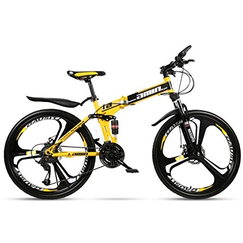 Mountain Bike pieghevoles : ZHANGYN Variabile Folding Bike-26 Pollici Speed ​​Wheel Mountain Bike Doppio Assorbimento di Scossa Uomo Donne Sistema di Sport Esterni della Bicicletta, Grande (Color : Yellow, Size : 24 Speeds)