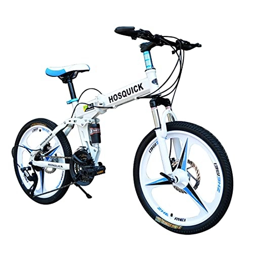 Mountain Bike pieghevoles : ZHCSYL Bicicletta pieghevole unisex 20" 27 velocità doppio ammortizzatore per lavorare in sella a una bicicletta da cross country leggera mountain bike per studenti maschili e femminili (colore blu)