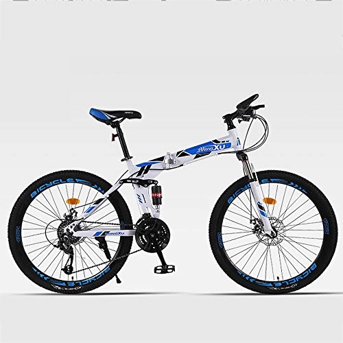 Mountain Bike pieghevoles : ZYD Bicicletta a 21 velocità con Sospensione Completa, Mountain Bike da 24 / 26 Pollici in Acciaio al Carbonio, Bicicletta da Montagna Pieghevole per Uomo e Donna