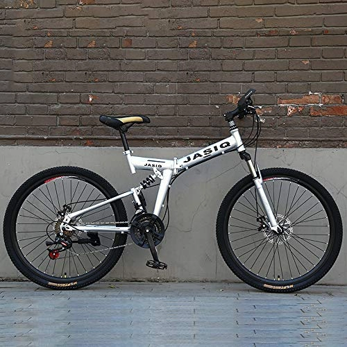 Mountain Bike pieghevoles : ZYD Mountain Bike da 21 '' a 24 velocità da 24 '' per Adulto, Telaio a Sospensione Completa in Acciaio al Carbonio, Forcella Ammortizzata, Freno a Disco, 6 Colori