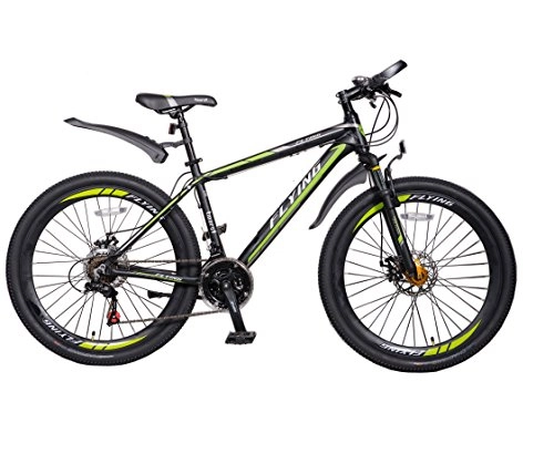 Mountain Bike : - MTB Uomo-Donna, 21 Marce, Telaio in Alluminio Shimano, Green Black