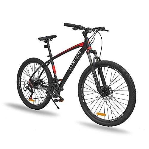 Mountain Bike : 2022 Nuovo 27, 5 pollici Mountain Bike 21-Velocità bicicletta telaio in alluminio forcella freno a doppio disco con deragliatore Shimano, T6 (Black)