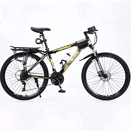 Mountain Bike : 24 27 Speed Bicycle Frame Full Suspension Mountain Bike, 26 Inch Double Shock Absorption Bicycle Mechanical Disc Brakes Frame (White 27 Speed) (Yellow 27 speed)