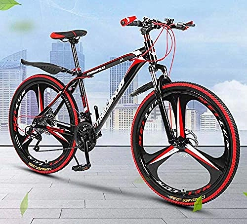 Mountain Bike : 26 pollici mountain bike PVC e tutti i pedali in alluminio e impugnatura in gomma acciaio al carbonio ad alto contenuto di carbonio e telaio in lega di alluminio doppio freno a disco-B_24 ve