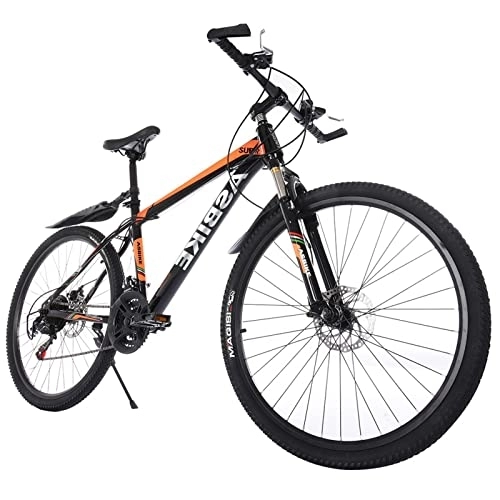 Mountain Bike : 26in Bicycle 21 Speed Carbon Steel Mountain Bike Full Suspension MTB (Black, One Size)