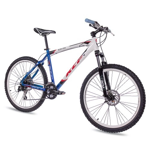 Mountain Bike : 66, 04 cm KCP Mountain Bike bicicletta uomo SIKO in alluminio 24 G SHIMANO bianca e blu - 66, 0 cm