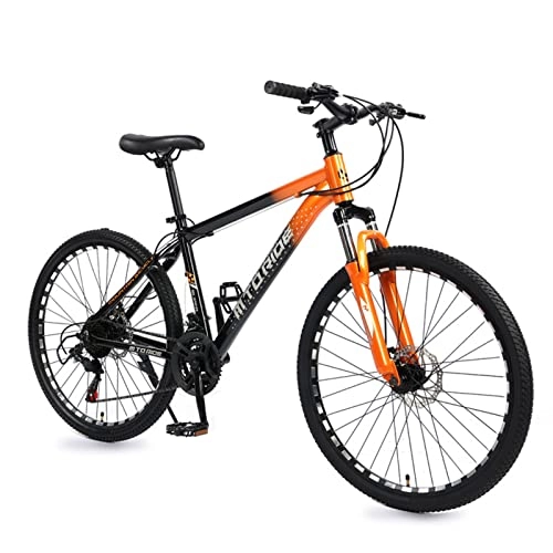 Mountain Bike : Adulti Bike Mountain Bike Piena Bici in Acciaio ad Alta Carbonio, Dual Dual Mechanical Disc-Freni Aspirazione Shock-Assorbimento Bicicletta MTB, 21 velocità, Ruote d Orange