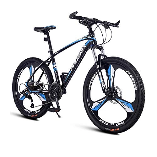 Mountain Bike : AEDWQ 27-velocit Mountain Bike, Telaio Lega di Alluminio, Freni A Doppio Disco con Sospensione Anteriore, da 26 Pollici Pneumatici Tri-Pale, Uomini E Donne Black And Blue
