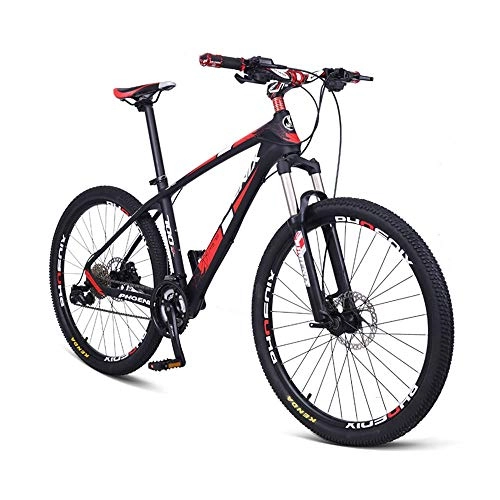 Mountain Bike : AEDWQ 30-velocit Fuori Strada Mountain Bike, Fibra di Carbonio Telaio, Dual Olio Freno A Disco della Bicicletta, 26 Pollici Pneumatici Spoke MTB, Nero-Rosso (Color : Black Red)