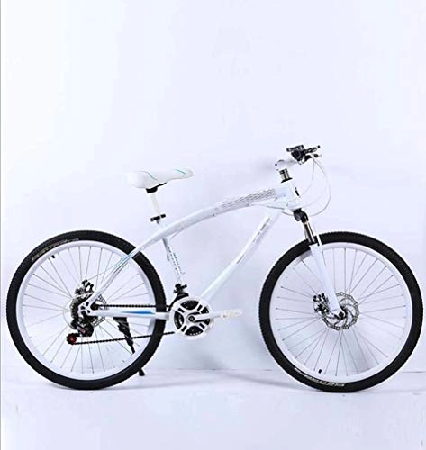 Mountain Bike : ALQN Mountain bike da uomo, bici da neve fuoristrada con doppio freno a disco, bici da corsa su strada per studenti minorenni, bicicletta da spiaggia per adulti con ruote da 26 pollici, bianca, 21 velo