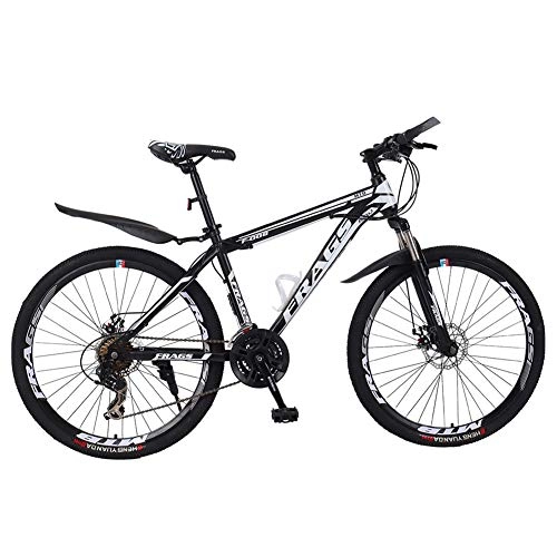 Mountain Bike : Alta qualit Bicicletta Mountain Bike Road Bike Telaio in lega di alluminio 26x4.0 "7 / 21 / 24 velocit telaio bici di grandi dimensioni posteriore freno a disco meccanico, Black white, 24 inch 27 speed