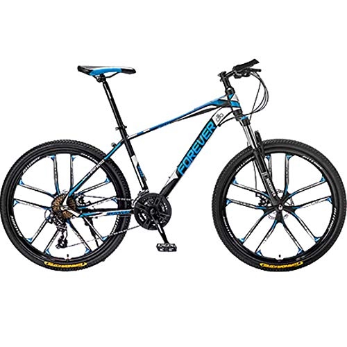 Mountain Bike : Alto-Acciaio al Carbonio Mountain Bike 30 velocità, MTB 24 / 26 / 27, 5 Pollici Hardtail Bicicletta da Montagna Freni A Disco per Uomini da Donna Alunno, Black And Blue, 24 inch