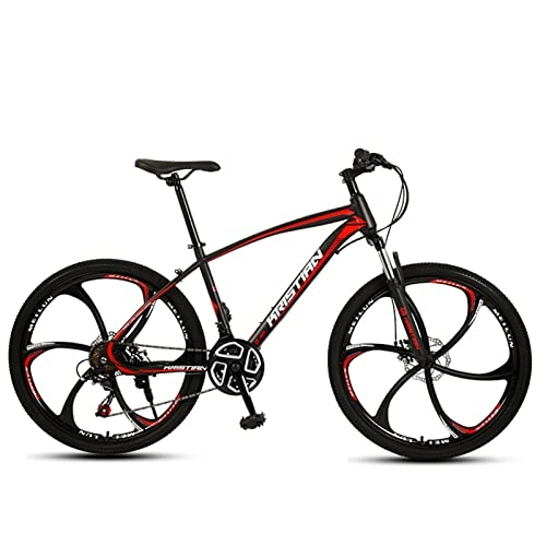 Mountain Bike : AZXV Mountain Bike 21 / 24 / 27 velocità Sospensione Completa Dual Disc Freni a Disco 26 Pollici Ruote Mountain Bike, Sedile Regolabile, Hardtail Rigido, Mountain Offroad Bik Black red-21