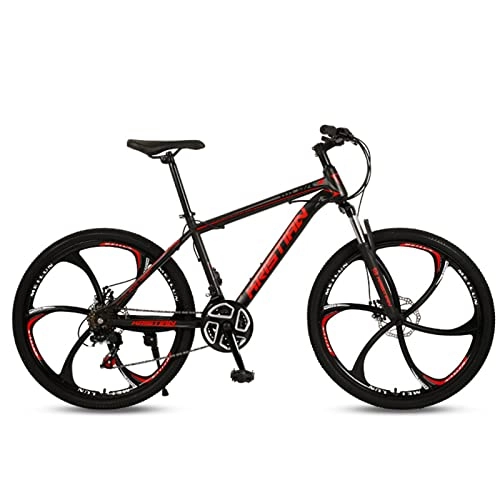 Mountain Bike : AZXV Mountain Bike Pieno Sospensione Dual Disc Freni per Adulti Mountain Mountain Bike, 21 / 24 / 27 velocità Drivetrain, Ruote da 26 Pollici 6 Raggi, Cornice Soft Coda, Colo Black red-21