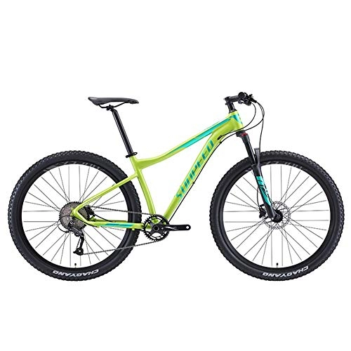 Mountain Bike : BCX Mountain bike a 9 velocità, telaio da uomo in alluminio con sospensione anteriore, mountain bike unisex hardtail, mountain bike per tutti i terreni, blu, 27, 5 pollici, verde, 27.5Inch