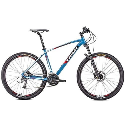 Mountain Bike : BCX Mountain bike per adulti, bicicletta alpina a 27 velocità da 27, 5 pollici con ruote grandi, telaio in alluminio, mountain bike hardtail, bici antiscivolo, arancione, Blu