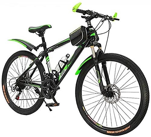 Mountain Bike : Bici da uomo e da donna in mountain bike, 20, 24 e 26 pollici, 31-27 ingranaggi a velocità, telaio in acciaio al carbonio, doppia sospensione, blu, verde e rosso (colore: verde, dimensione: 26)