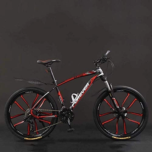 Mountain Bike : Bicicletta, 26 pollici 21 / 24 / 27 / 30 Biciclette di montagna di 21 / 24 / 27 / 30, Bicicletta da montagna della coda dura, Bicicletta leggera con sedile regolabile, freno a doppio disco 6-6, rosso nero, 30 vel