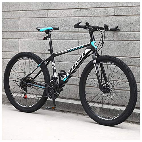 Mountain Bike : Bicicletta, Bicicletta Mountain Bike, Bicicletta MTB, Adulto 26 Pollici 21 velocità Biciclette, Acciaio Alto Tenore Carbonio Telaio, Doppio Freno A Disco, Black Blue