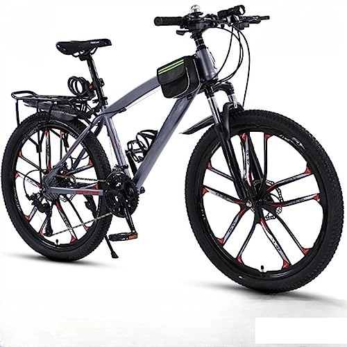 Mountain Bike : Bicicletta da 26 pollici, mountain bike a velocità variabile da fondo, bici da strada per sport all'aria aperta, telaio in acciaio ad alto tenore di carbonio, adatta per adulti ( Grey 30 speeds)