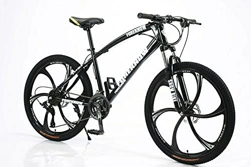 Mountain Bike : Bicicletta Mountain bike da 26 pollici con sospensione a disco (nero, 6 denti, 24 in)