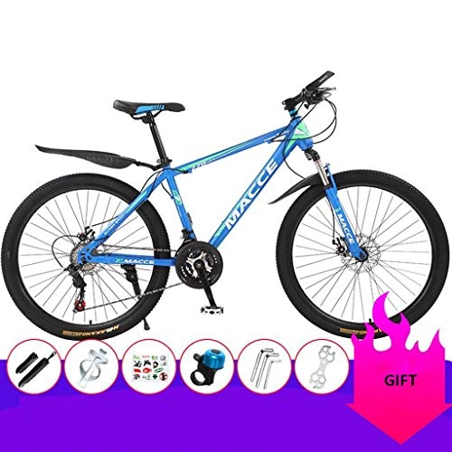 Mountain Bike : Bicicletta Mountainbike, Mountain bike, telaio in acciaio Biciclette da montagna, doppio freno a disco e le sospensioni anteriori, 26inch Spoke Wheel MTB Bike ( Color : Blue+Green , Size : 21 Speed )