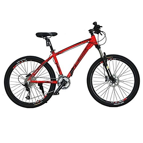 Mountain Bike : Bicicletta Mountainbike, MTB, 26" Mountain Biciclette delle donne degli uomini 27 Velocità in lega di alluminio Burrone Bike 17" Frame, doppio freno a disco e sospensione anteriore ( Color : Red )
