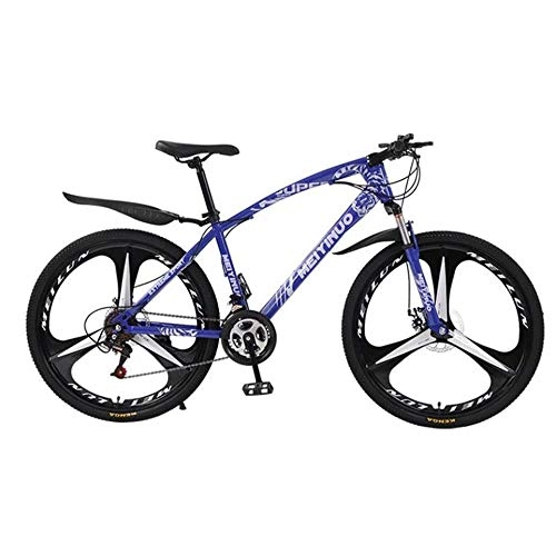 Mountain Bike : Bicicletta Mountainbike, MTB, Mountain Biciclette 26 pollici ruote in acciaio al carbonio Telaio Ravine Bike, doppio freno a disco e forcella anteriore antiurto ( Color : Blue , Size : 21-speed )