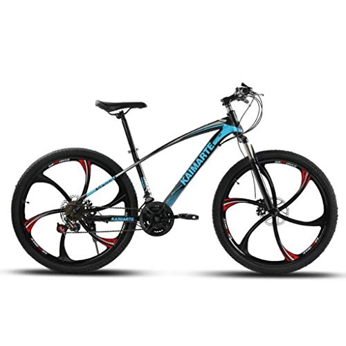 Mountain Bike : Bicicletta Mountainbike, MTB, Ravine Bike 26 pollici dual disco freno anteriore sospensione Biciclette da montagna, 21 24 27 velocità di acciaio al carbonio Telaio ( Color : Blue , Size : 21 Speed )