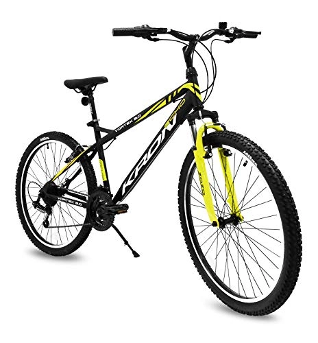 Mountain Bike : Bicicletta MTB 24'' pollici bici Kron Vortex 3.0 ammortizzata 21 Velocita' Shimano Mountain Bike REVO (Nero - Giallo)