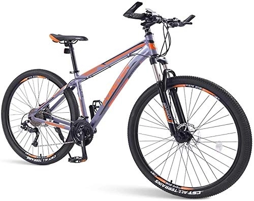 Mountain Bike : Biciclette Mens di montagna, 33 velocità hardtail Mountain bike, doppio freno a disco Telaio in alluminio, bicicletta della montagna con sospensione anteriore, Verde, (Color : Orange)