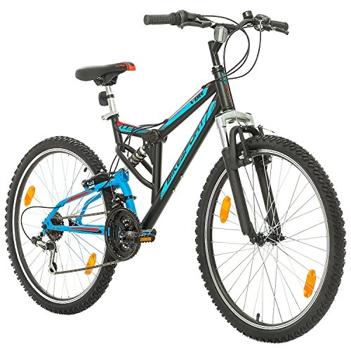 Mountain Bike : Bikesport Parallax 26" Bicicletta Biammortizzata Doppia Sospensione (Nero Blu)