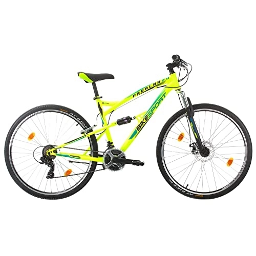 Mountain Bike : Bikesport PARALLAX 29 Pollici Bicicletta da Montagna Doppia Sospensione Uomo, Shimano 21 velocità (Neon verde)