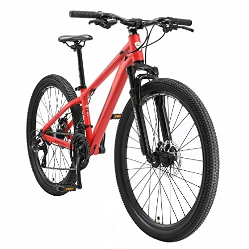 Mountain Bike : BIKESTAR Hardtail Mountain Bike in alluminio, freni a disco, 26" | Bicicletta MTB telaio 13" cambio Shimano a 21 velocità, sospensioni | Rosso