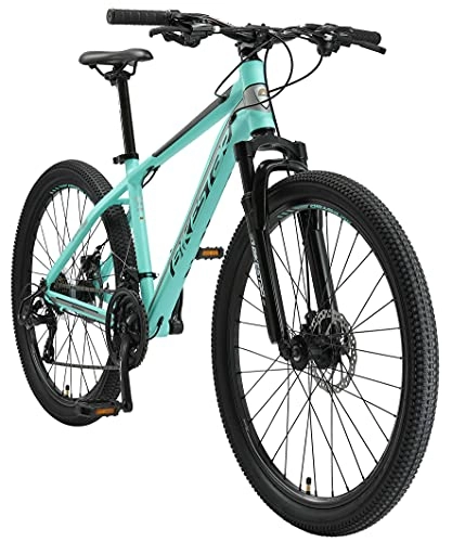 Mountain Bike : BIKESTAR Hardtail Mountain Bike in Alluminio, Freni a Disco, 26" | Bicicletta MTB Telaio 16" Cambio Shimano a 21 velocità, sospensioni | Menta