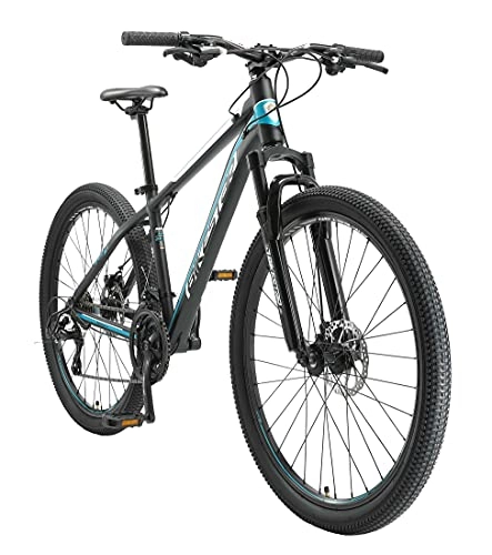 Mountain Bike : BIKESTAR Hardtail Mountain Bike in Alluminio, Freni a Disco, 27.5" | Bicicletta MTB Telaio 16" Cambio Shimano a 21 velocità, sospensioni | Nero Blu