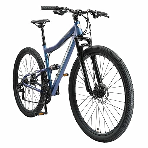 Mountain Bike : BIKESTAR MTB Mountain bike sospensione completa 29", freni a disco| Bicicletta MTB telaio 19" cambio Shimano a 21 velocità | Blu
