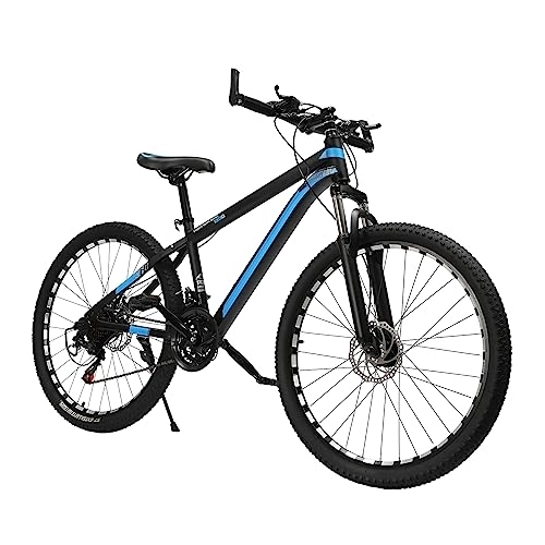 Mountain Bike : C-Juzarl 26 pollici bicicletta mountain bike 21 velocità freno a disco MTB biciclette per ragazze ragazzi uomini e donne (nero+blu)
