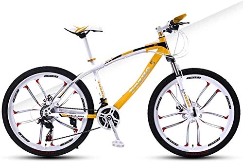 Mountain Bike : Cesto sporco Mountain Bike Bicicletta Mountain Bike, Forcella della Sospensione, variabile Biciclette velocit di Assorbimento di Scossa Acciaio al Carbonio Telaio (Color : Yellow)