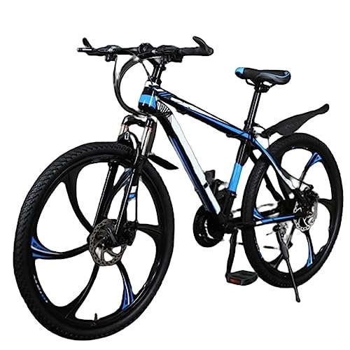 Mountain Bike : DADHI Mountain bike per adulti, bicicletta con doppio freno a disco, telaio in acciaio al carbonio, velocità 21 / 24 / 27 / 30, adatta per adolescenti (black blue 21)