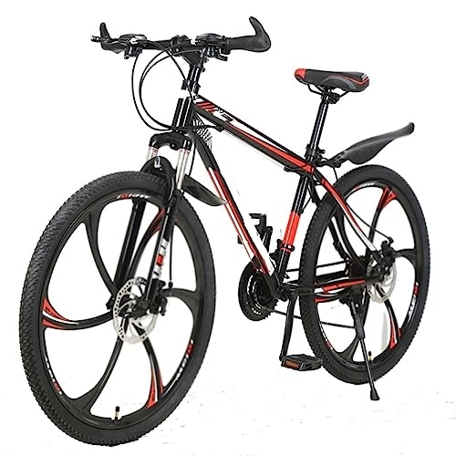 Mountain Bike : DADHI Mountain bike per adulti, bicicletta con doppio freno a disco, telaio in acciaio al carbonio, velocità 21 / 24 / 27 / 30, adatta per adolescenti (black red 21)