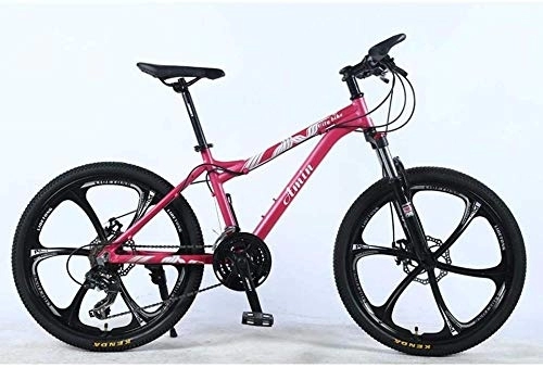 Mountain Bike : FanYu Mountain bike da 24 pollici 24 marce per adulti in lega di alluminio leggero telaio completo sospensione anteriore studente fuoristrada femminile che accende un freno a disco bici adulto rosa_B.