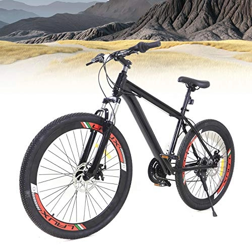 Mountain Bike : FETCOI Mountain bike da 26 pollici, 21 marce, freni a disco Hardtail, colore nero, per adolescenti / adulti (altezza adatta: 165 cm - 185 cm)