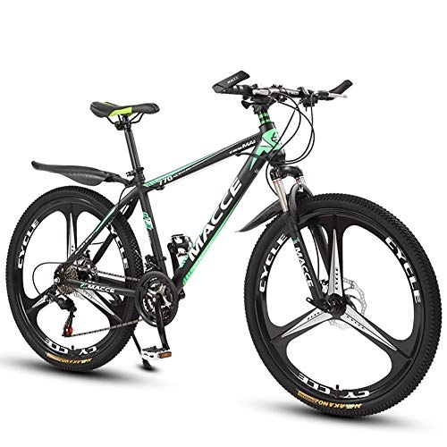 Mountain Bike : FXMJ Mountain Bike da 26 Pollici per Adulti, Bicicletta da Ciclismo da Corsa per Esterno 21 velocità per Uomo Donna, Bici Ibrida Comfort con Doppio Freno a Disco (Nero Verde)