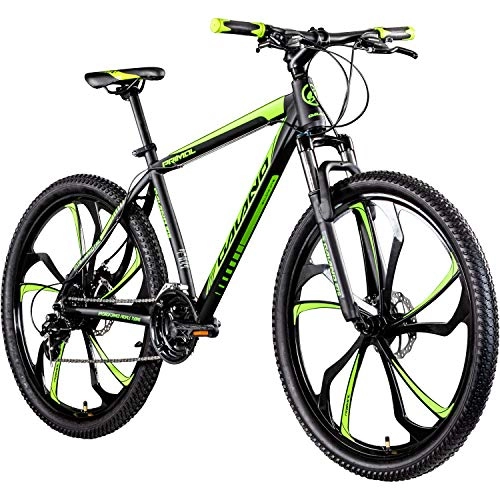 Mountain Bike : Galano 650B MTB Hardtail Mountain Bike 27, 5 pollici Primal Mountain Bike, nero / verde, 48 centimetri