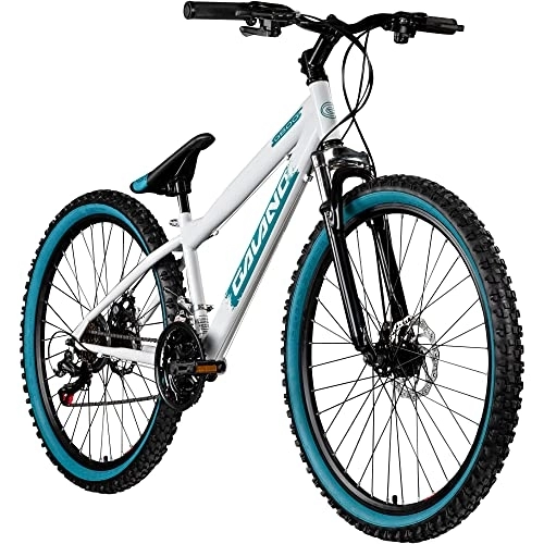 Mountain Bike : Galano Dirtbike 26 pollici, MTB G600, mountain bike, 18 marce, Dirt Bike (bianco / turchese, 33 cm)