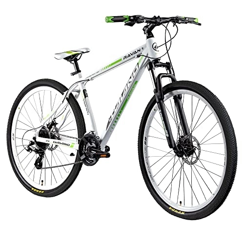Mountain Bike : Galano Mountain bike 29 pollici Hardtail MTB Bicicletta Ravan 24 marce Bike 3 colori (bianco / verde, 48 cm)