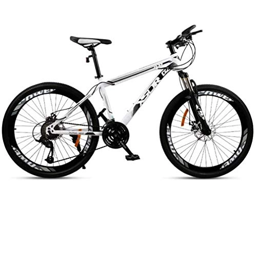 Mountain Bike : GBX Bicicletta, Mountain Bike per Adulti, Freno a Doppio Disco / Biciclette con Telaio in Acciaio ad Alto Tenore Di Carbonio, Bicicletta da Motoslitta da Spiaggia, Ruote da 24 Pollici, Bianco, 21 Vel