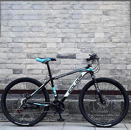 Mountain Bike : GBX Bicicletta, Mountain Bike Pieghevole a Velocit Variabile, Bici con Telaio in Lega Di Alluminio, Bicicletta da Motoslitta da Spiaggia con Doppio Freno a Disco, Ruote da 26 Pollici, Blu, 21 Veloci